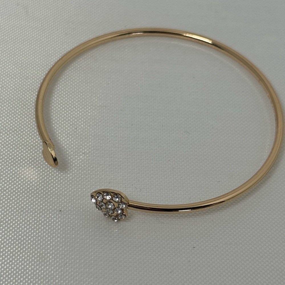 Gold Tone Crystal Accent Open Cuff Bracelet